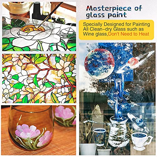 Colorful Stain Glass Paint Kit With 12 Colors, 3 Nylon Brushes, 1 Palette, Waterproof Acrylic Enamel Painting Set To Create Translucent Arts On Transparent Wine Glasses, Porcelain, Window And Ceramics #TOP3