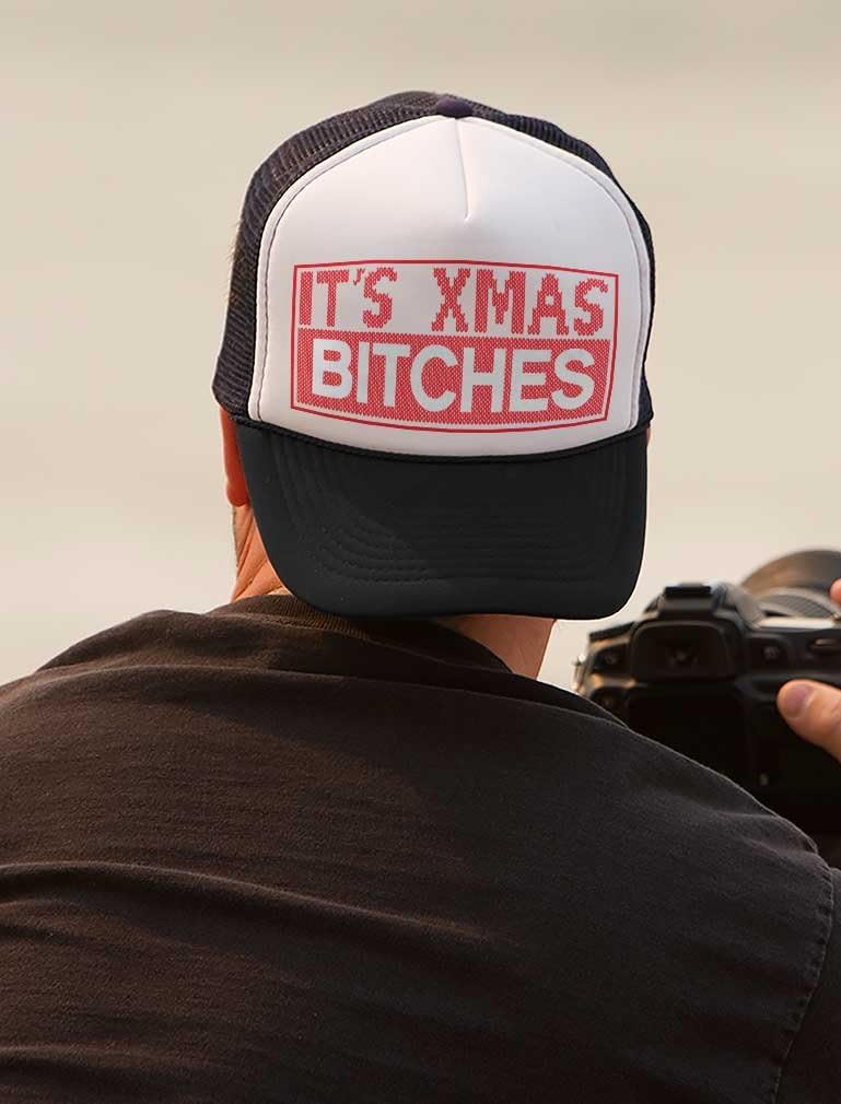 Tstars It's Xmas Bitches Funny Holiday Ugly Christmas Party Trucker Hat Mesh Cap