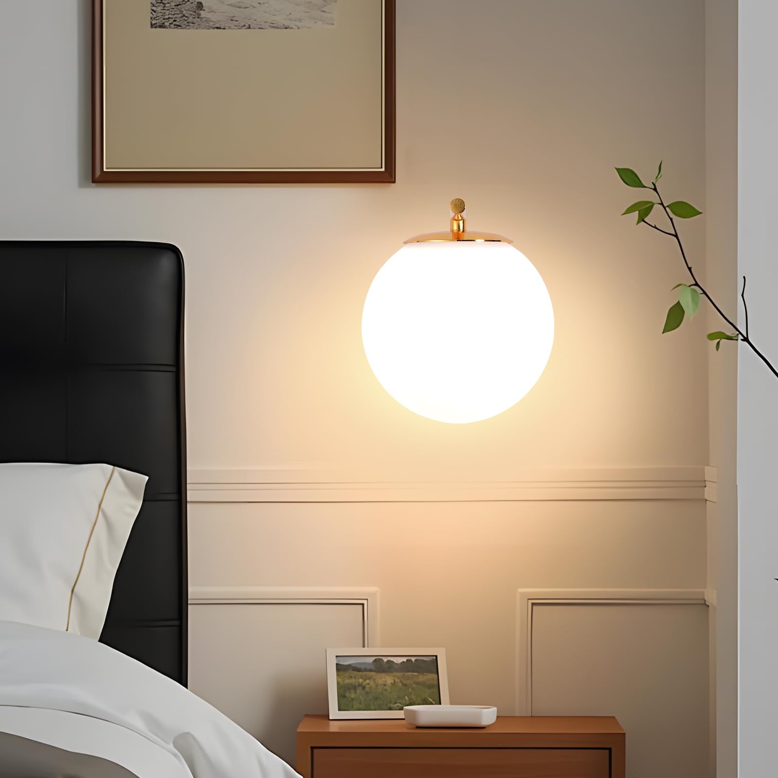Goeco Applique Murale Interieur Moderne, Douille E27 Dia.15CM, Doré | Lampe Murale Moderne avec Abat-jour en Verre, Art Déco Applique Vintage pour Chambre Salon Cuisine Couloir