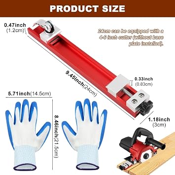 Circular Saw Guide Rail, Adjustable Cutting Machine Base Guide for 240mm Saw Base with Dual Lock, Aluminum Alloy Fence Attachment for Precision Cutt & Milling Tasks(Size:240mm)