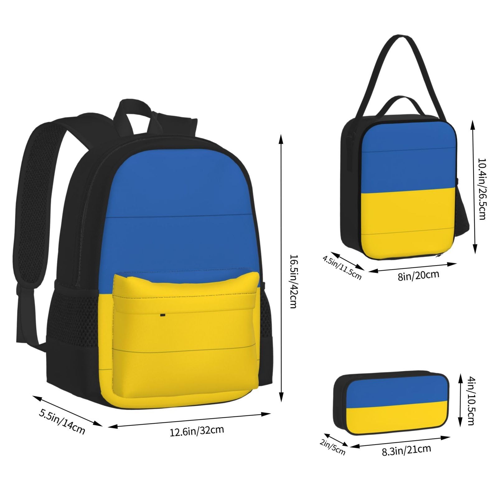 Flaga Ukrainy plecak dziecko chłopcy dziewczęta pudełko na lunch szkoła torba na książki zestaw uczniów szkoły student prezent, Czarny, One Size, Bagaż