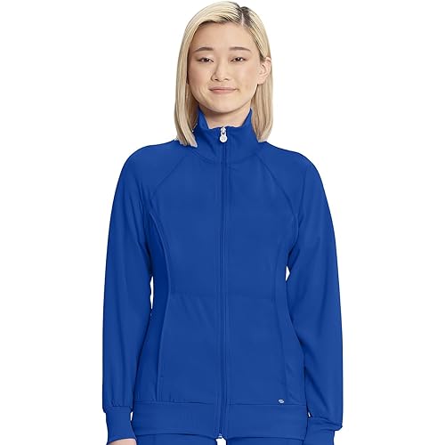 Cherokee Infinity Womens Zip Front Jacket With 2 Pockets Contemporary Fit Back Shoulder Yokes & Front Princess Seams- 2391A