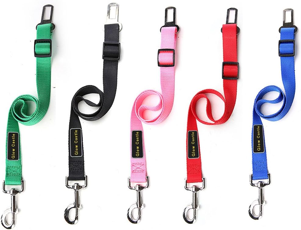 Glow Castle Nylon adjustable length Pet car seat belt safety belt(Black)