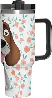 Stainless Steel 40oz Tumbler Travel Mugs, Funny Dog | Double Vacuum Insulated Tumbler with Straw with Handle and Straw Lid,Water Bottle for Iced Tea,Coffee,Cold Beverages