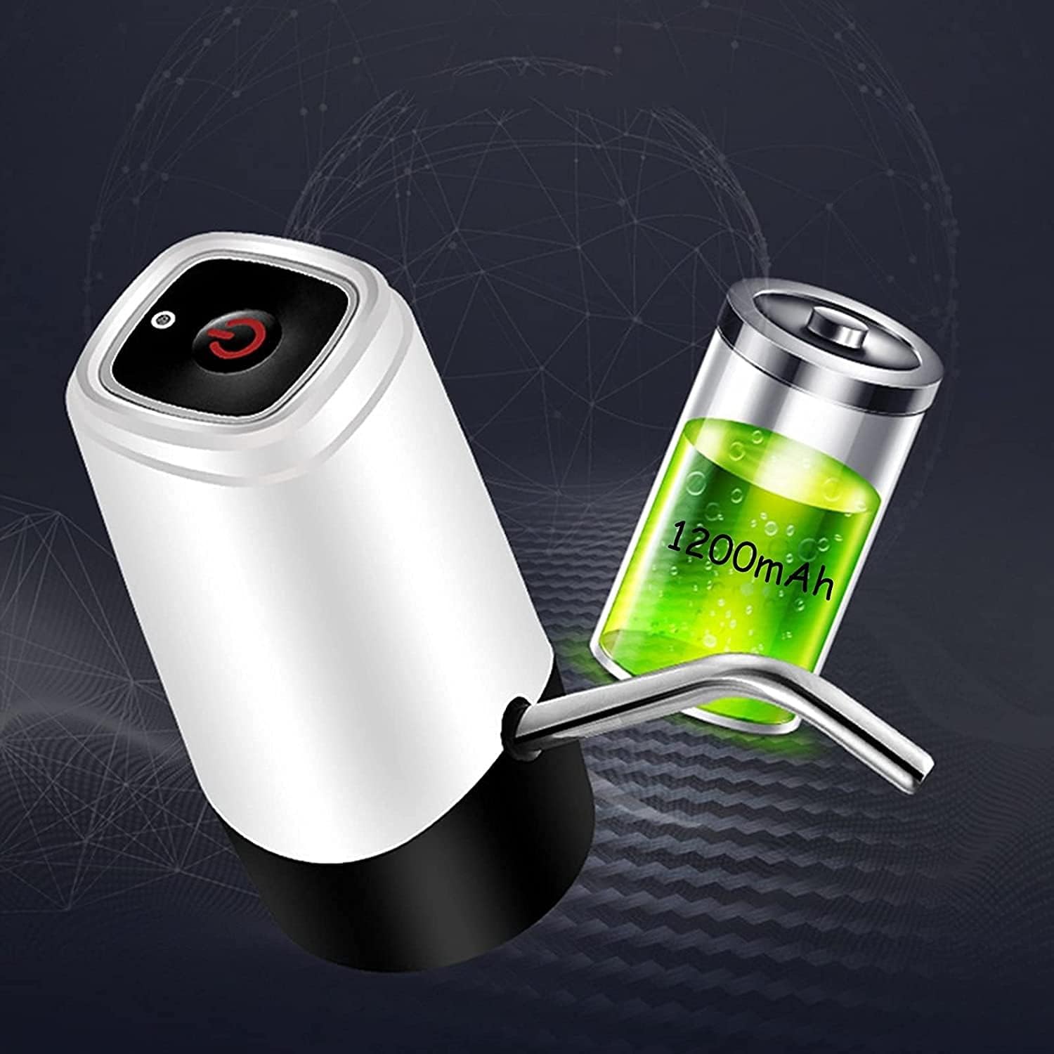 USB Rechargeable Portable Electric Drinking Water Pump 1200mAh Barreled Water Automatic Pressure Suction Device for Home Kitchen Office Camping Outdoors