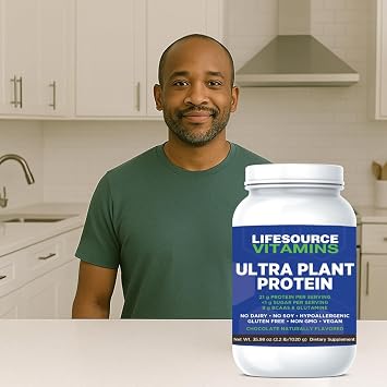 LifeSource Ultra Plant Protein- Raw Vegan Plant Based Protein- Chocolate 2.2 lbs -