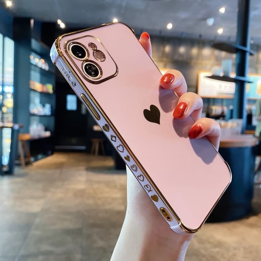 Coque iPhone X violette motif cœur plaqué or housse silicone 6D - 7