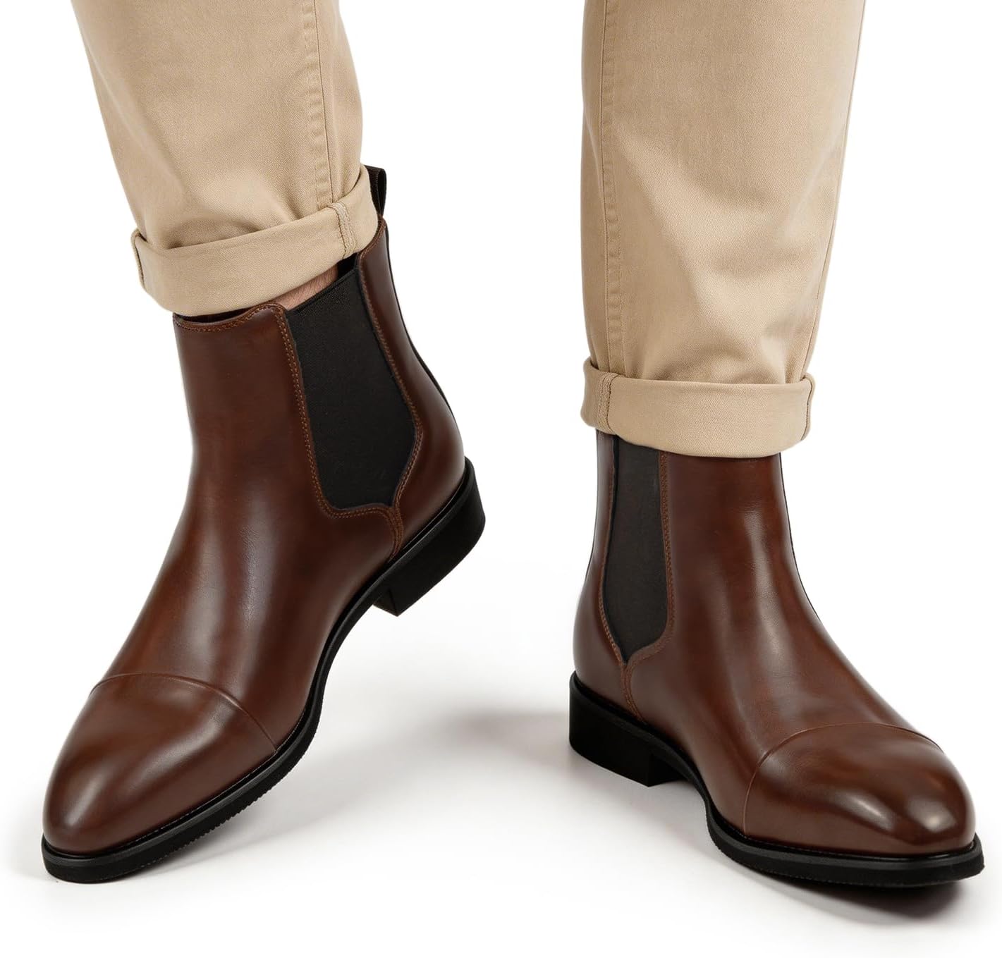 Chelsea Boots Men Dress Boots Casual Men's Leather Slip-On Chelsea Ankle Boot with Elastic Sides for Business Daily Casual