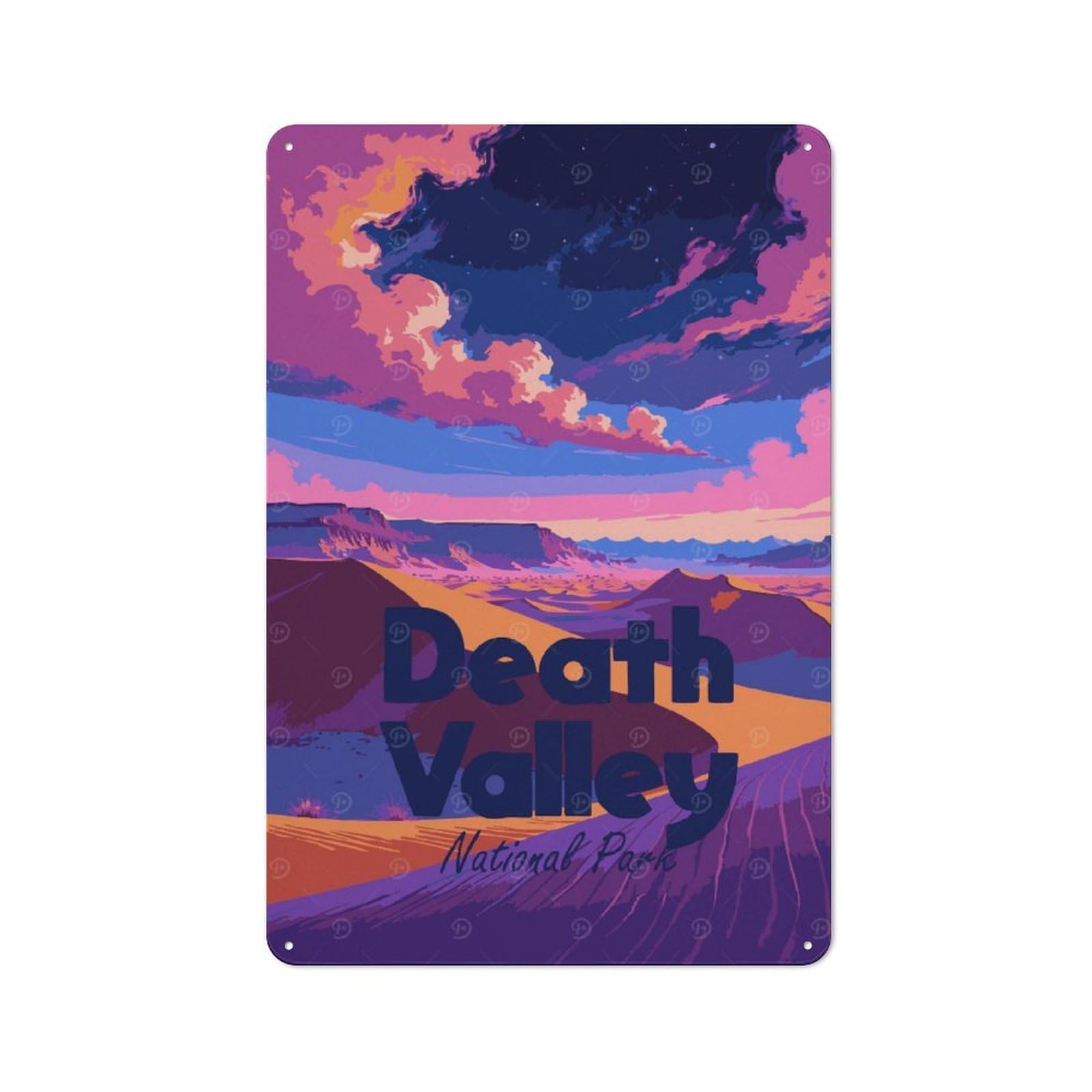 Junmoney Style-9 Workshop Style Garage Metal Sign 30X20cm Featuring Death Valley National Park Illustration, Industrial Wall Art For Workshop, Basement, Shed Or Games Room