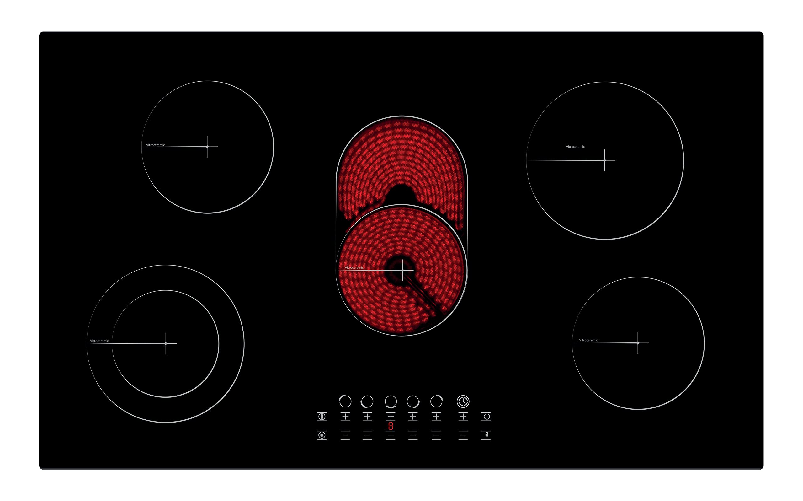 SimferSMF9065BHVC Vitro-Ceran 5 Zone Hob, 90 cm Size, Multicolor