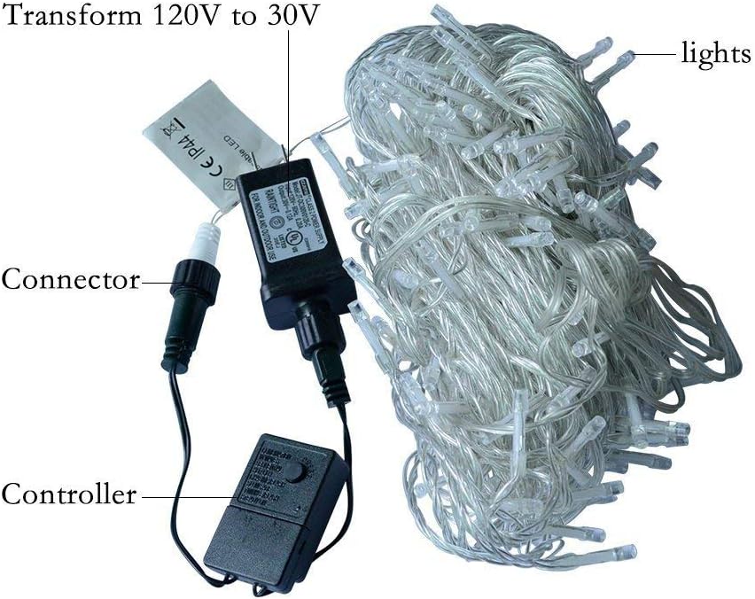 Fairy String Light, Led Christmas Light Plug in Warm White 200led 30V 8 Modes Patio Backyard Christmas Wedding Party Indoor Bedroom String Lights 72ft (No Battery Needed)