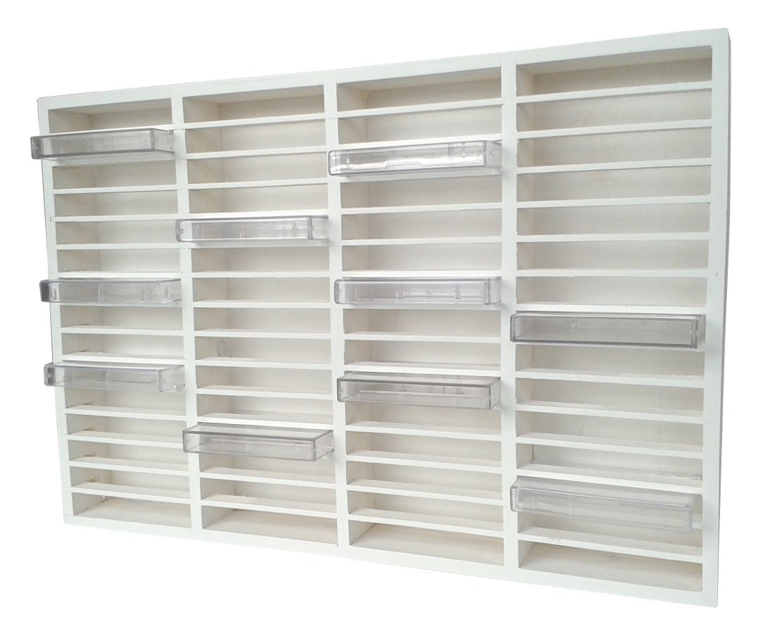 eCom Fabarius MC Mensola per 60 cassette, scaffalatura media in legno (pino), già assemblata, colore bianco