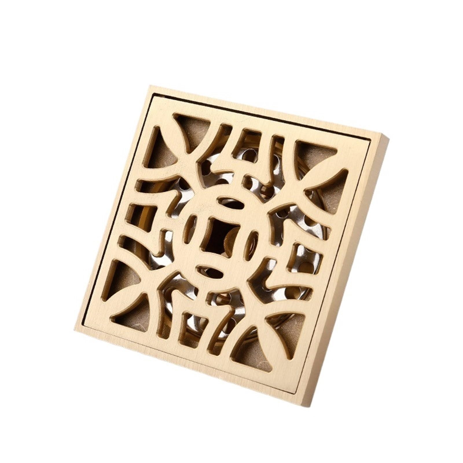 Square Floor Drain Pure Copper Floor Drain Bathroom Drainage Large Displacement 10x10cm Accessories(Coins)