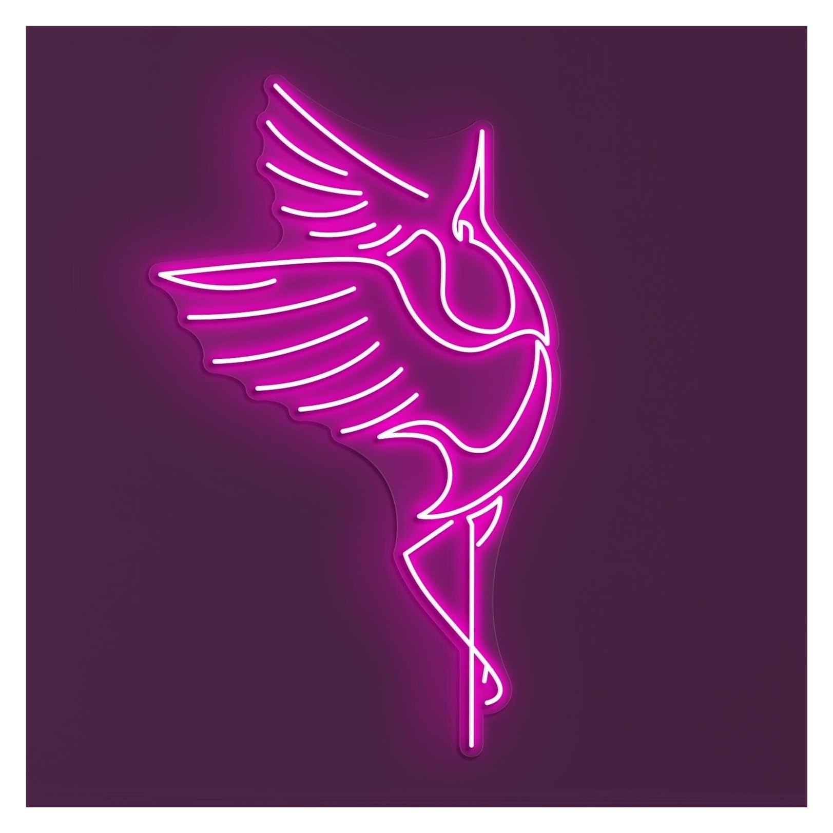 RONGCH Hanging Art Neon Signs Crane Bird Neon Sign, Suitable for Party Home Decor with Brightness Adjustable 55cm(A)