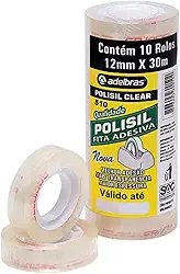 Fita Adesiva, Adelbras 0803090025, Transparente, Pacote de 10