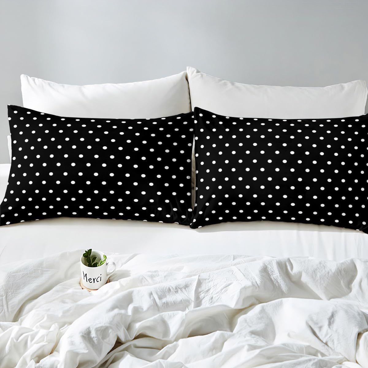 Feelyou Black White Bedding Set Queen Size Kids Polka Dots Comforter Cover for Boys Girls Teens Abstract Duvet Cover Breathable Soft Lightweight Microfiber Modern Room Decor