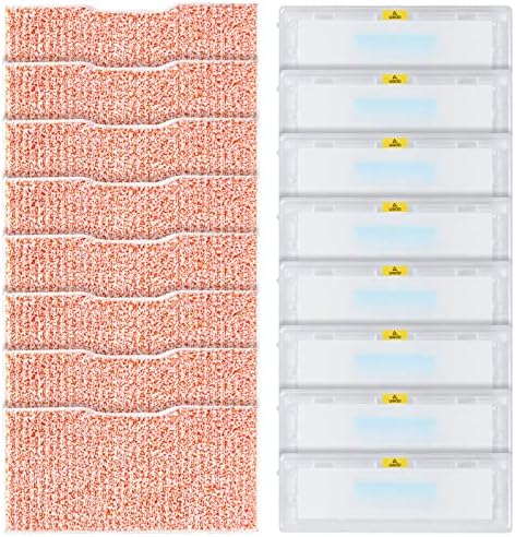 NIXOOT 8 Pack Reusable Mop Pad Refills Compatible with Shark Vacmop VM252 VM250 VM200, Washable Mop Pads & Reusable Dustbin Aceesories Set (Scurbby)