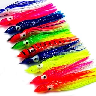 50pcs Luminous Hoochie Octopus Skirts Trolling Lures Fishing Tackle Soft Plastic Lures Squid Skirts Saltwater/Bait Lures Multicolored 2.36'' - 6''