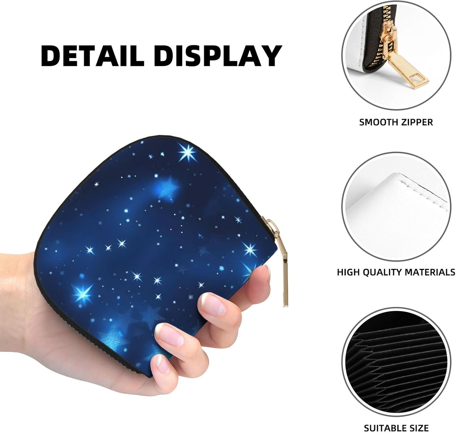 Blue Shining Stars pattern print Wallet Credit Cards Holder Business Card Case for Men Women Compact Size for Adults