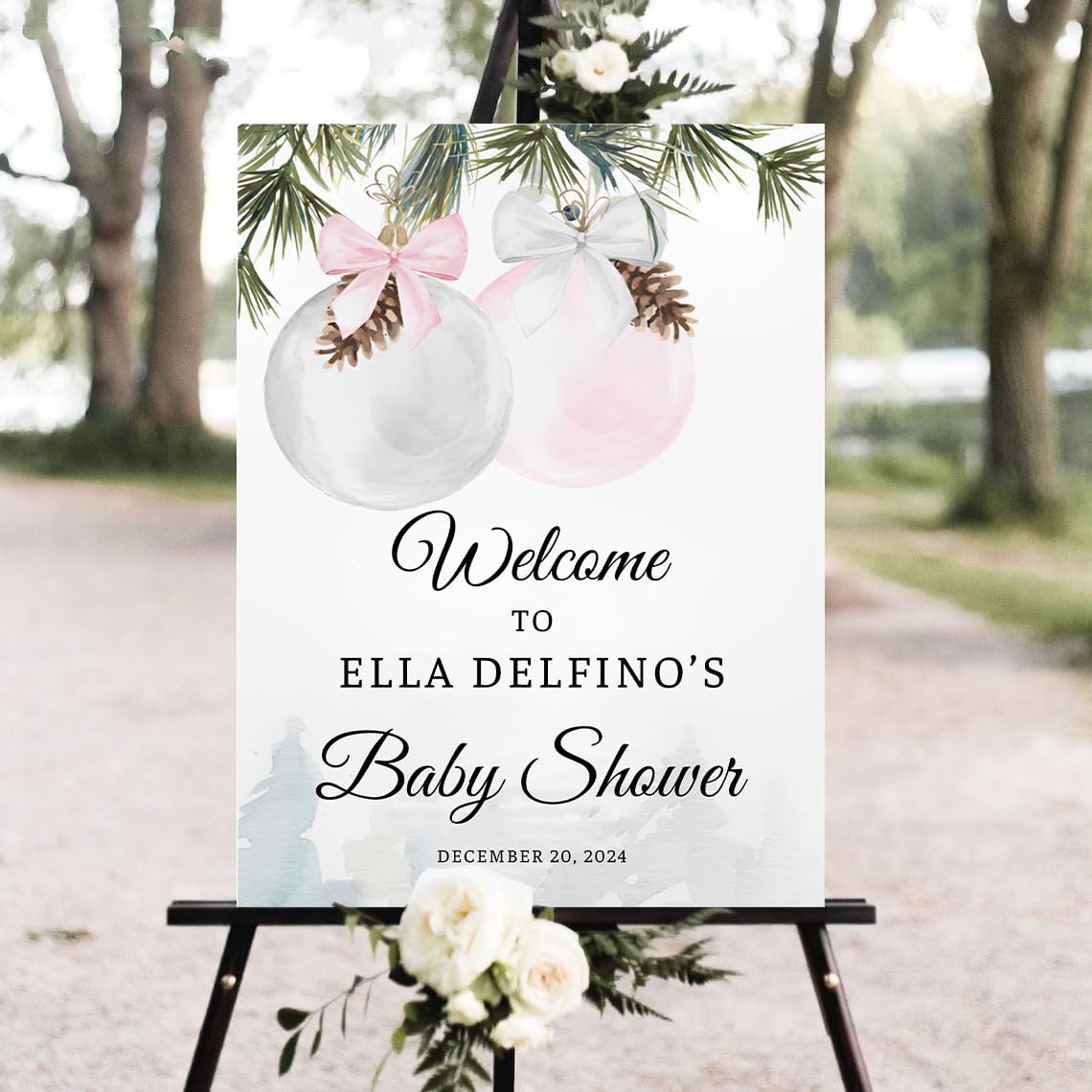 KOLSTRAW Personalized Christmas Baby Shower Sign