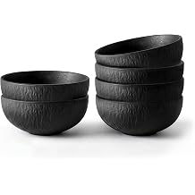 KINGSTONE Bowl Set of 6, 20.4 oz Matte Marble Pattern Stoneware Soup Bowls