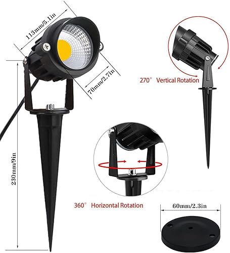 Miniatura 5 de HANNAHONG Foco para exteriores de 5 W AC120V, luz LED COB blanca cálida para paisaje, interior y exterior, bandera de casa, patio, árbol, jardín,