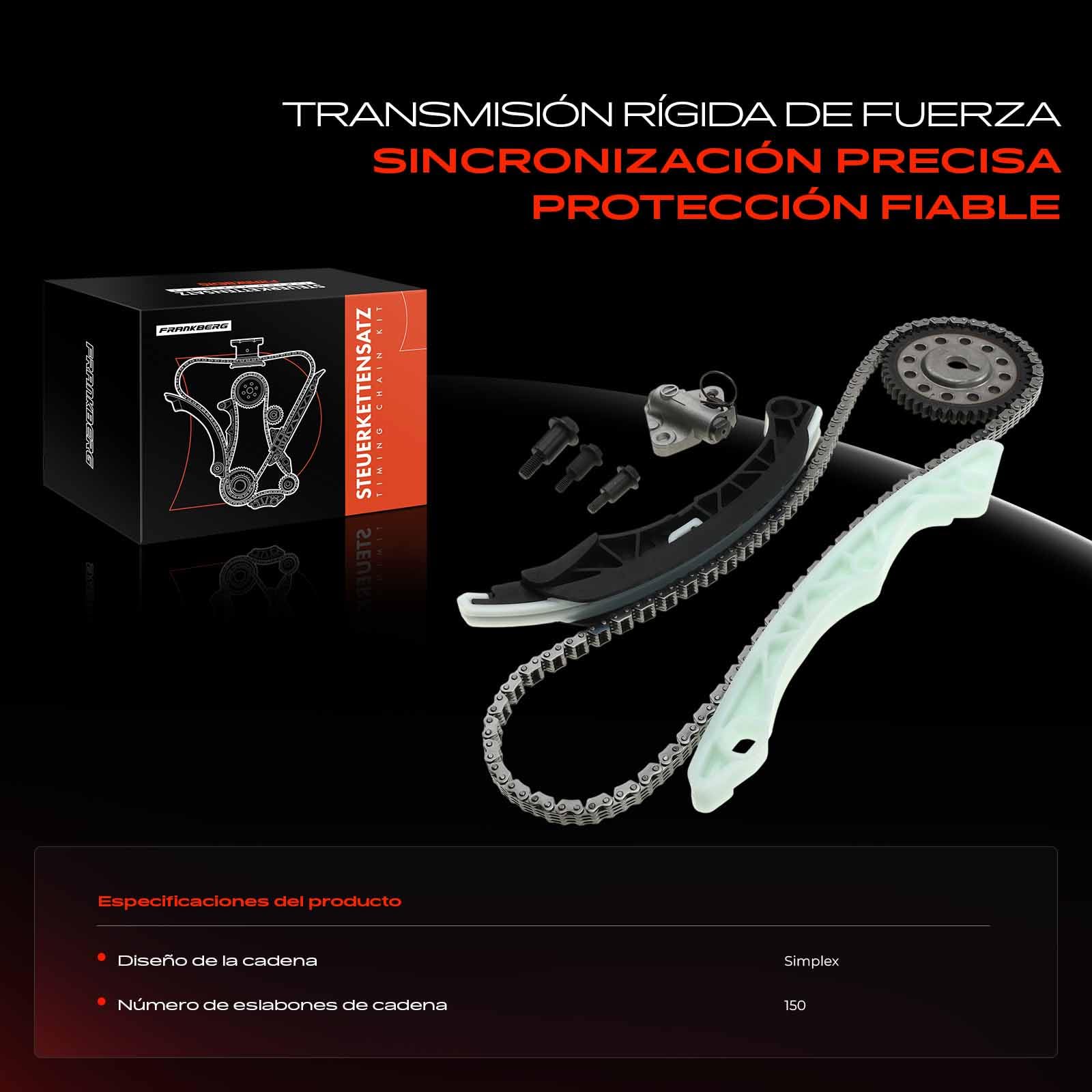 Frankberg Kit de cadena de distribución para gasolina A1320500069 | Compatible con: Mirage/Space Star Hatchback A0A, Fortwo Cabrio 451, Fortwo Coupé 451