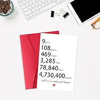Vista 4 de XXDJLP Divertida tarjeta de aniversario de 9 años para ella él, dulce tarjeta de aniversario de 9º matrimonio para marido y esposa, regalos
