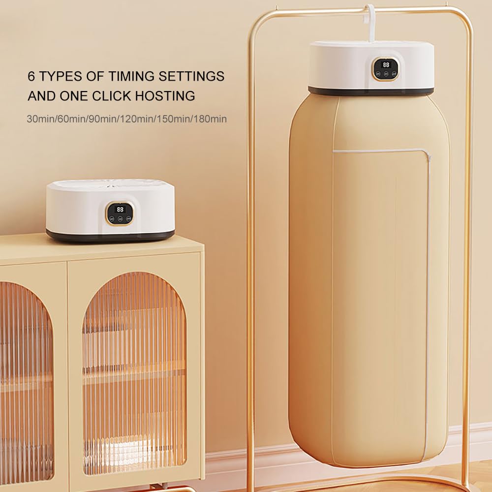 Secadora de ropa portátil, pequeña y compacta, plegable, silenciosa, de secado rápido, con temporizador ajustable e higiene UV para viajes, caravana, hogar, departamento