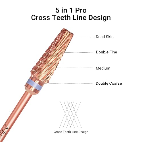 Miniatura 2 de MelodySusie Brocas de uñas profesionales 5 en 1, 332 pulgadas, carburo de tungsteno, multifunción, edición de tamaños mixtos, adecuadas para