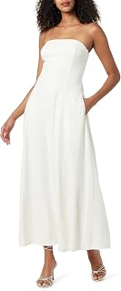 The Drop Women's Carlota Strapless Linen Blend Maxi Dress - Fit & Flare Silhouette for Weddings