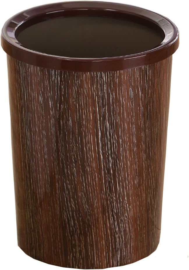 Trash Can Hflove Creative Plastic Living Room, 12 L (Woodgrain-Coffee)