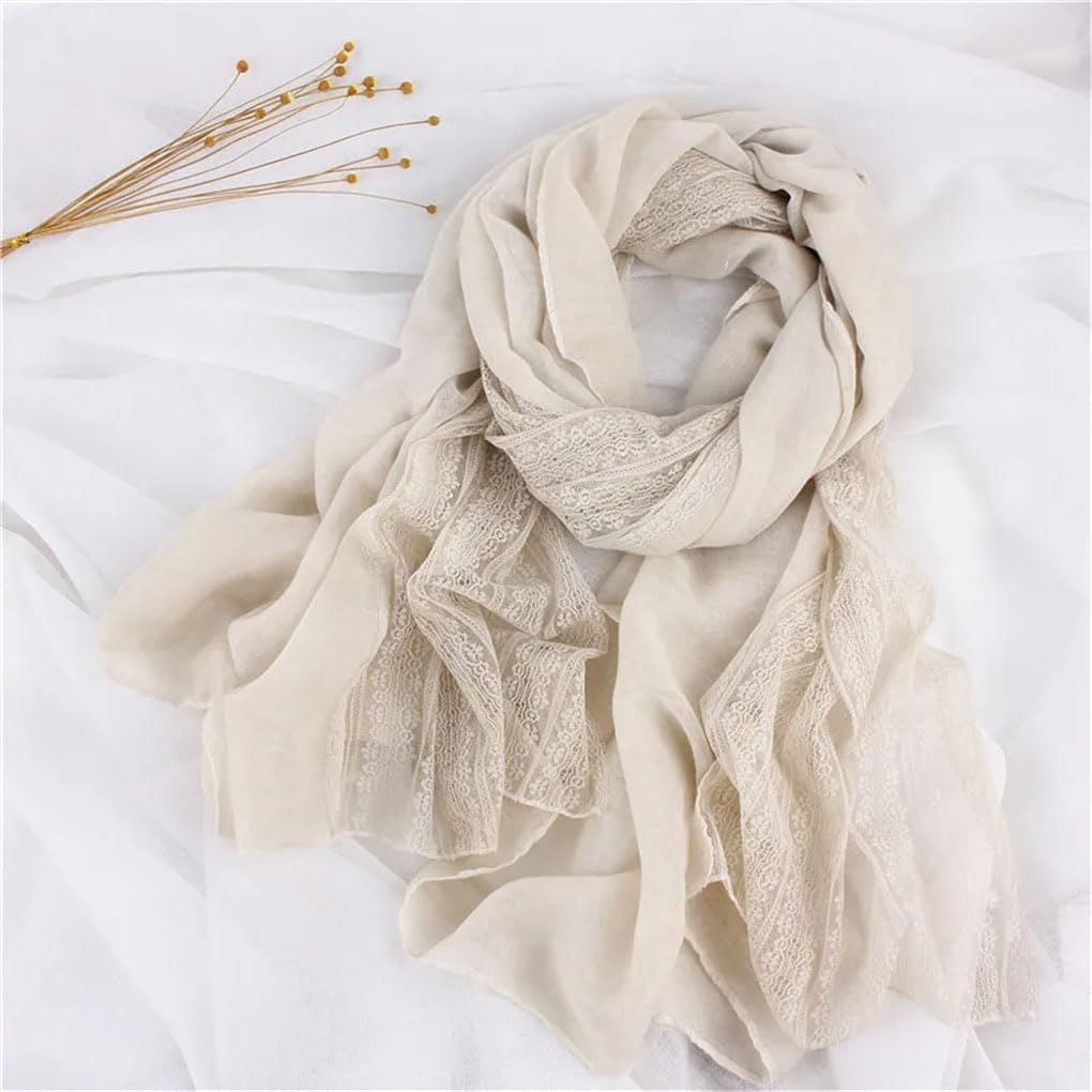 Foulard long en dentelle pour femme - Solide et chaud - 90 x 190 cm