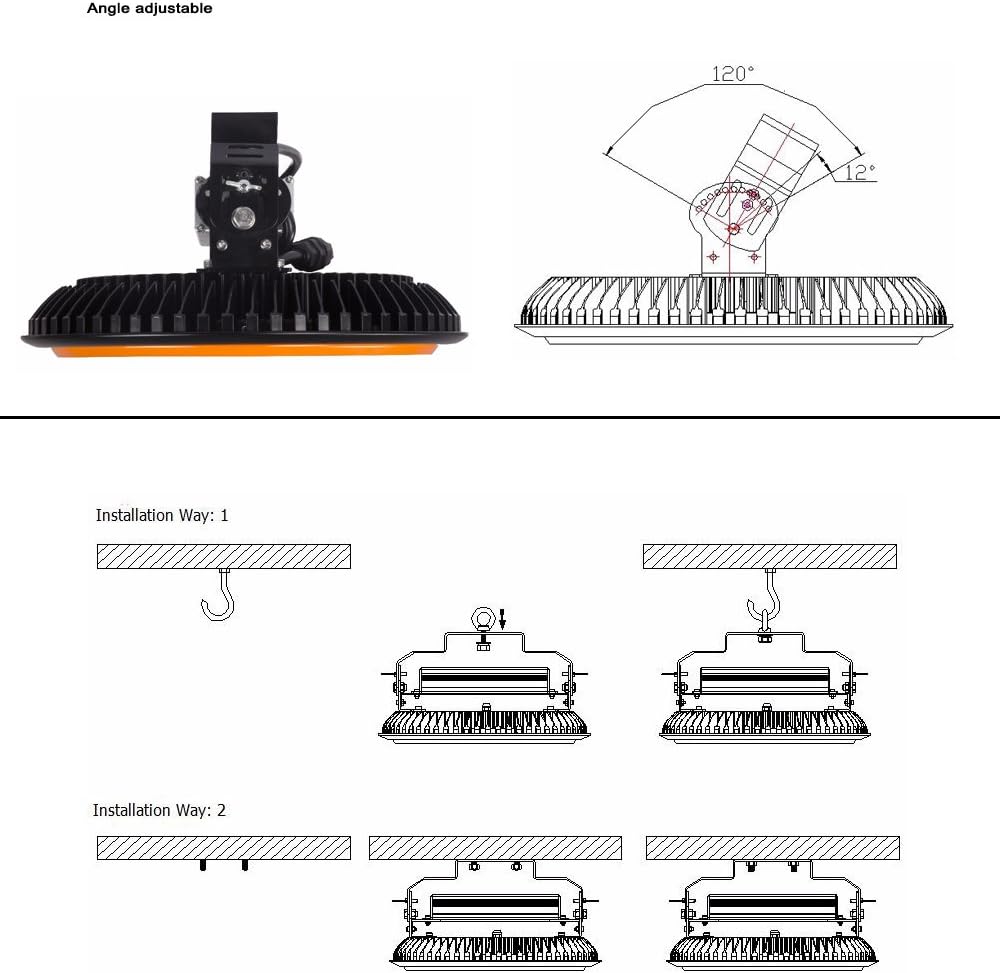 (5packs)100w 15000lm Round led high Bay Light,UFO Commercial led Lighting, UFO LED High Bay Lighting with 5 Years Warranty, for Factory Warehouse Workshop Parking lot Using，led 100w high Bay (100)