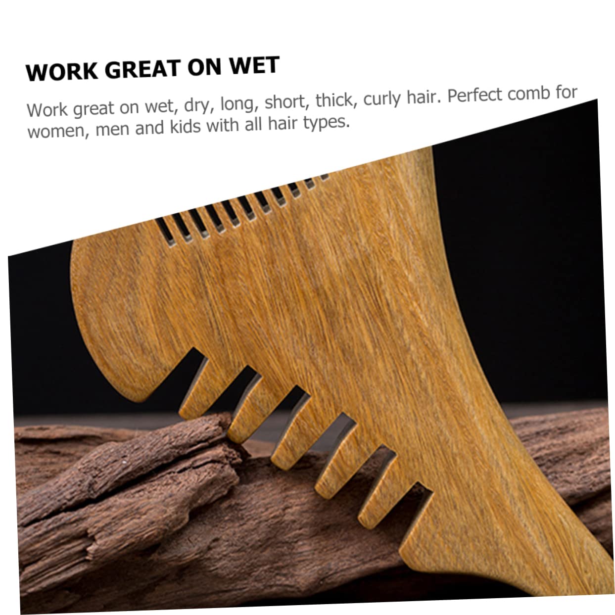 Peine de madera de sándalo Peine de madera Bigote Cabello Madera Estático Desenredante natural Masajeador de cuero cabelludo de madera Barba Cabeza estrecha Sin peines domésticos portátiles Peine con