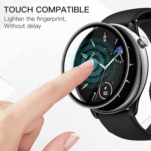 Miniatura 6 de YiiLoxo Protector de pantalla de borde curvado 3D de 3 piezas compatible con Amazfit GTR Mini Smart Watch Película protectora de TPU transparente HD