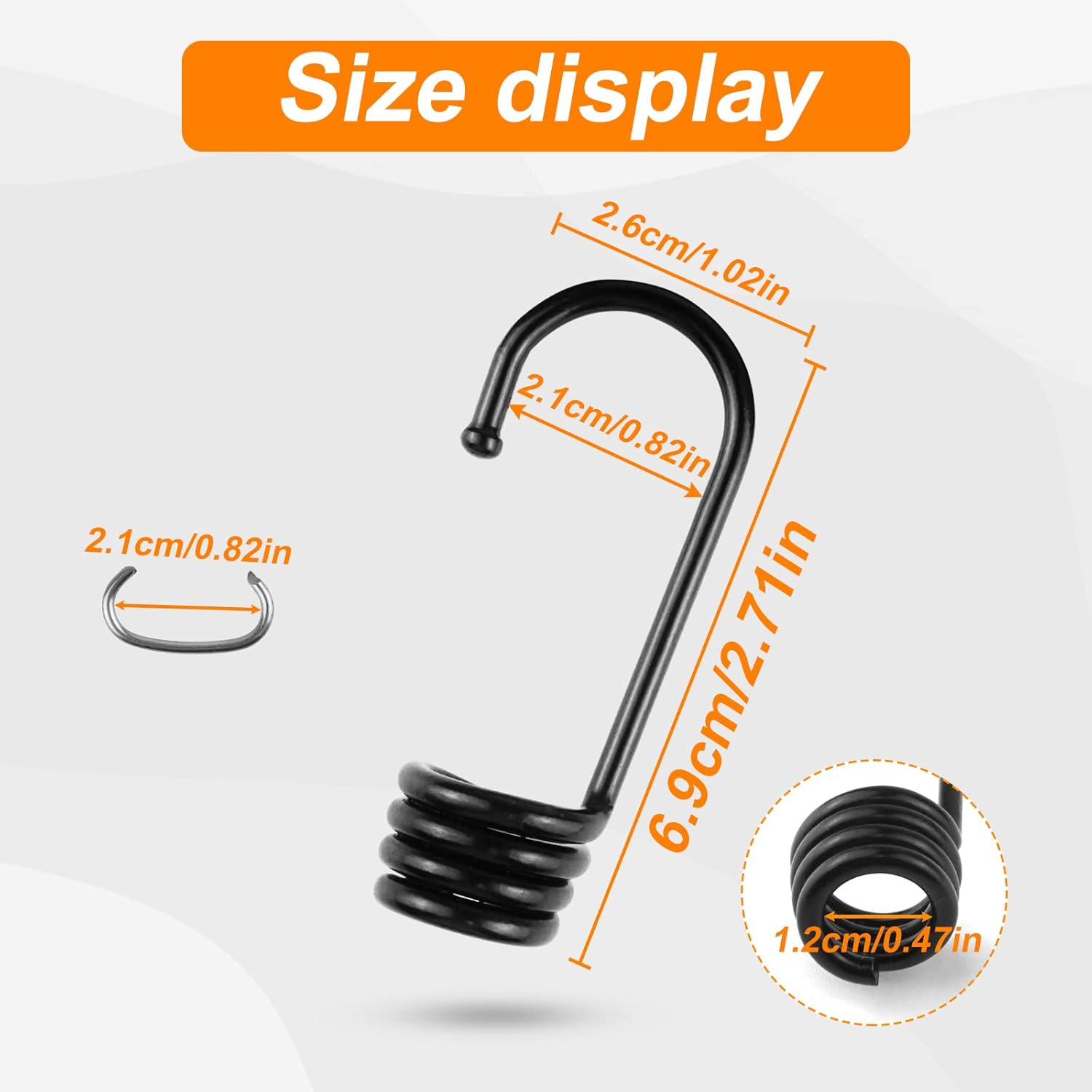 3/8 inch Plastic-Coated Bungee Shock Cord Hook, 30 PCs Plastic Coated Bungee Cord Hooks Spiral Bungee Hooks Wire Hooks End for Elastic Rope Strapping Tap Camping Tarps Covers Boating Outdoor etc