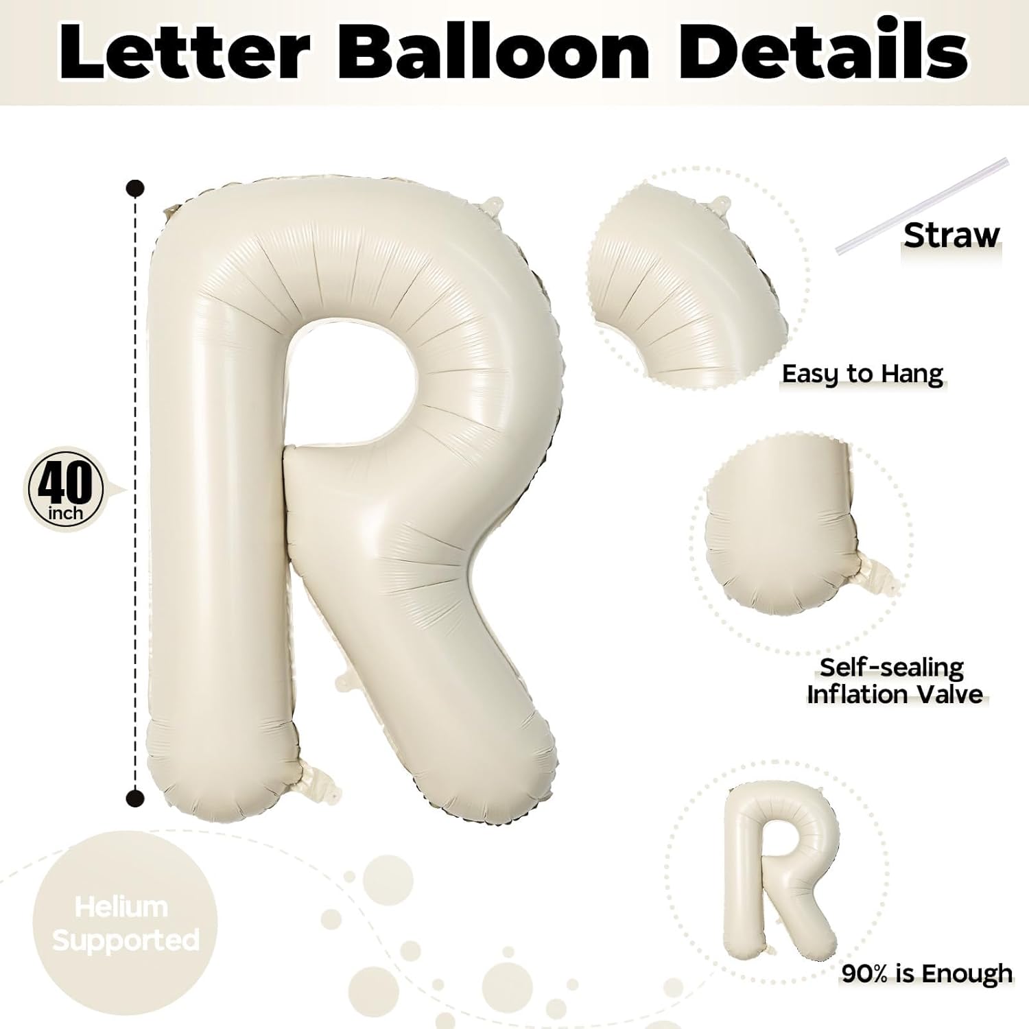 40 Inch Beige BRIDE Balloons Bachelorette for Bridal Shower, Cream White Sand Bride Mylar Foil Banner Letter Sign, Bridal Balloon Banner for Wedding Engagement Bride To Be Party Favors Decorations Cream - Bride
