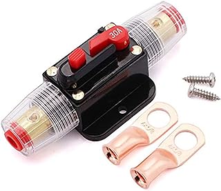 30A DC 12V/24V Circuit Breaker Switch Manual Reset,Fuse Inline Holder 30 amp for Car Audio RV Home Marine Boat Truck,with UL Listed Heavy Duty Wire Lugs(4 * 3/8 AWG)