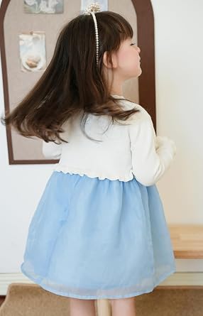 NewL Girls Kids Bolero Cardigan Sweater Cute Ruffle Design Long Sleeve Button Knit Shrug Cropped Cover Up Jacket Tops