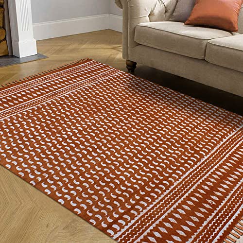Tapis bohème imprimé à la main en coton de qualité supérieure - 3