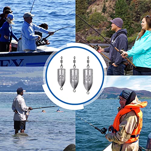 Kuboer Fishing Weights Sinkers, 30 Pack Bullet Fishing Weights With Interlock Swivel Snap, Fishing Sinkers Saltwater Sliver #TOP5