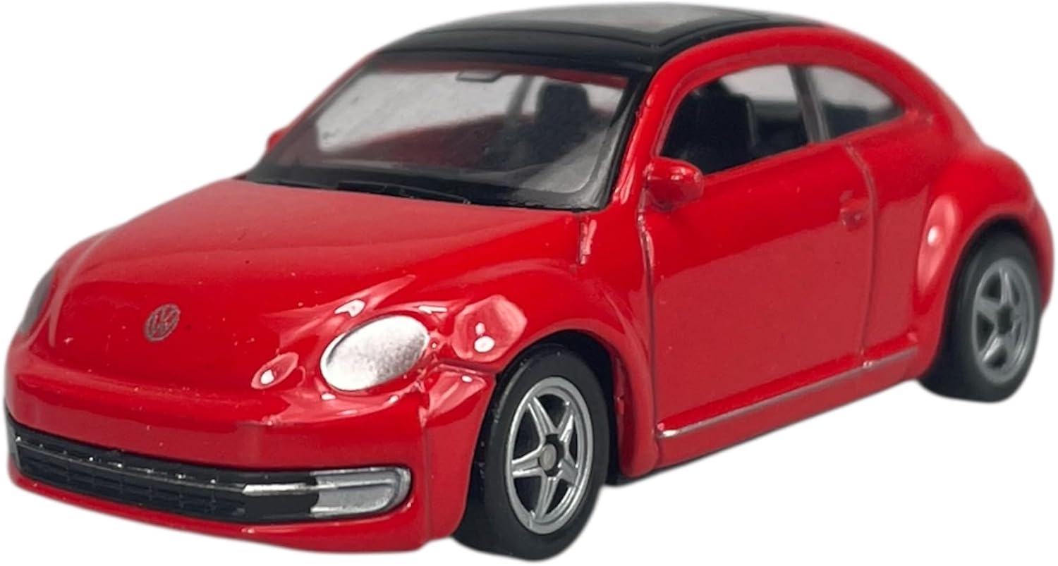 Welly model samochodu, kompatybilny z VW Volkswagen Beetle, czerwony, ok. 1/60-1/64 1:60, nowy model samochodu, 7 cm