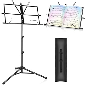 Techblaze Music Stand | Adjustable and foldable Music Note Sheet Stand | Lyrics Stand for Orchestra Event | Notation Stand With Bag |Dekstop Book stand