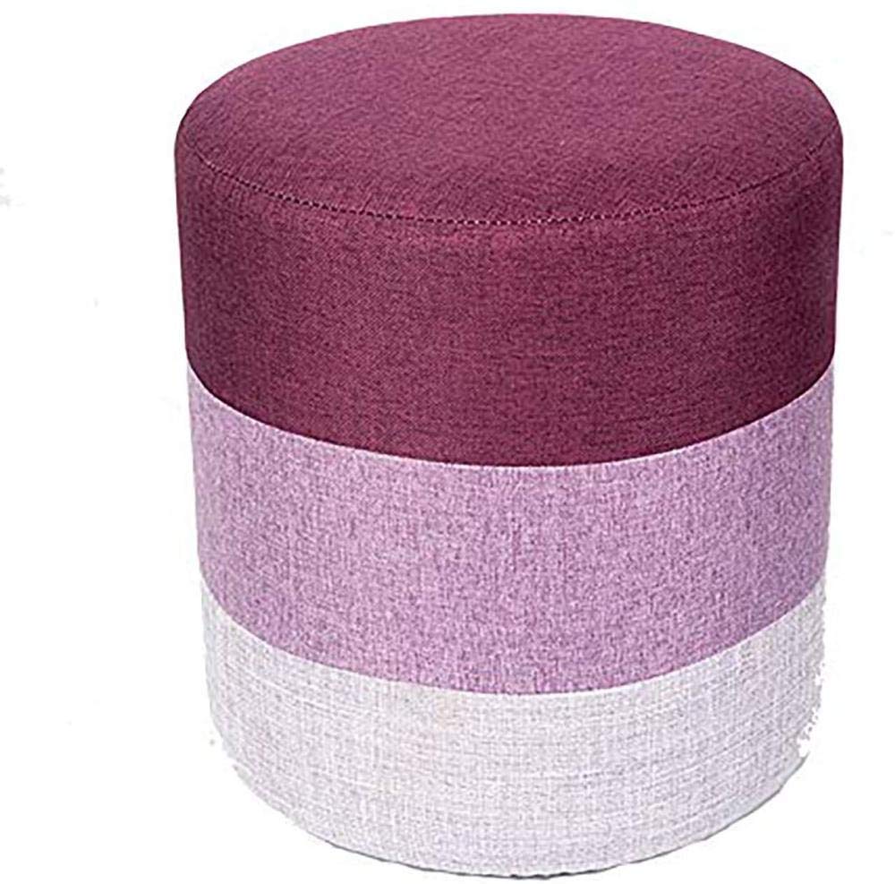 Siège rembourré compact doux et pouf ottoman rond en bois massif naturel