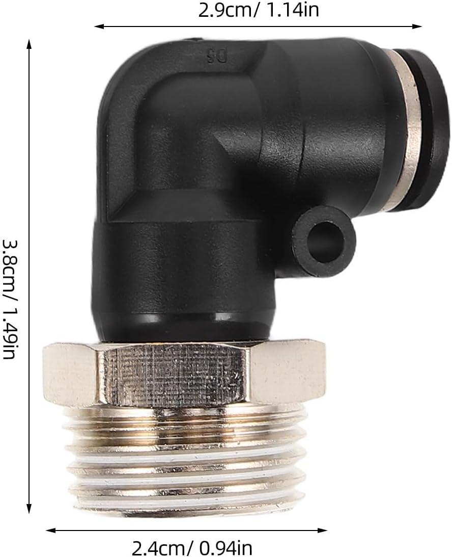 CHILDWEET Pneumatic Threaded Elbow Push Fittings and High-strength Plastic and Copper Material 90 Degree 10pcs Air Compression Connectors with Excellent Sealing Performance for Factory