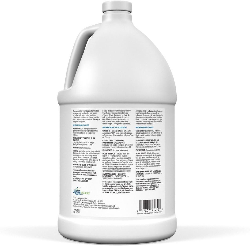 Aquascape 30410 AquascapePRO Pond Detoxifier Liquid Treatment for Pond Water Feature Waterfall Stream, 1 Gallon