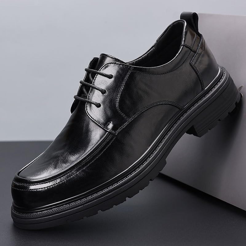Men's Casual Leather Shoes Big Toe Thick Sole Men Formal Breathable Single Shoes Anti-Slip Wear-Resistant2