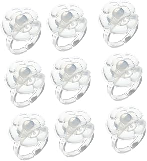 100Pcs Nail Ring Color Short Finger Ring Palettes Flower Shape Palettes DIY Nail Art Tools Nail Palettes Ring Nail Art Polish Holder DIY Nail Art Palettes Nail Art Palettes Ring