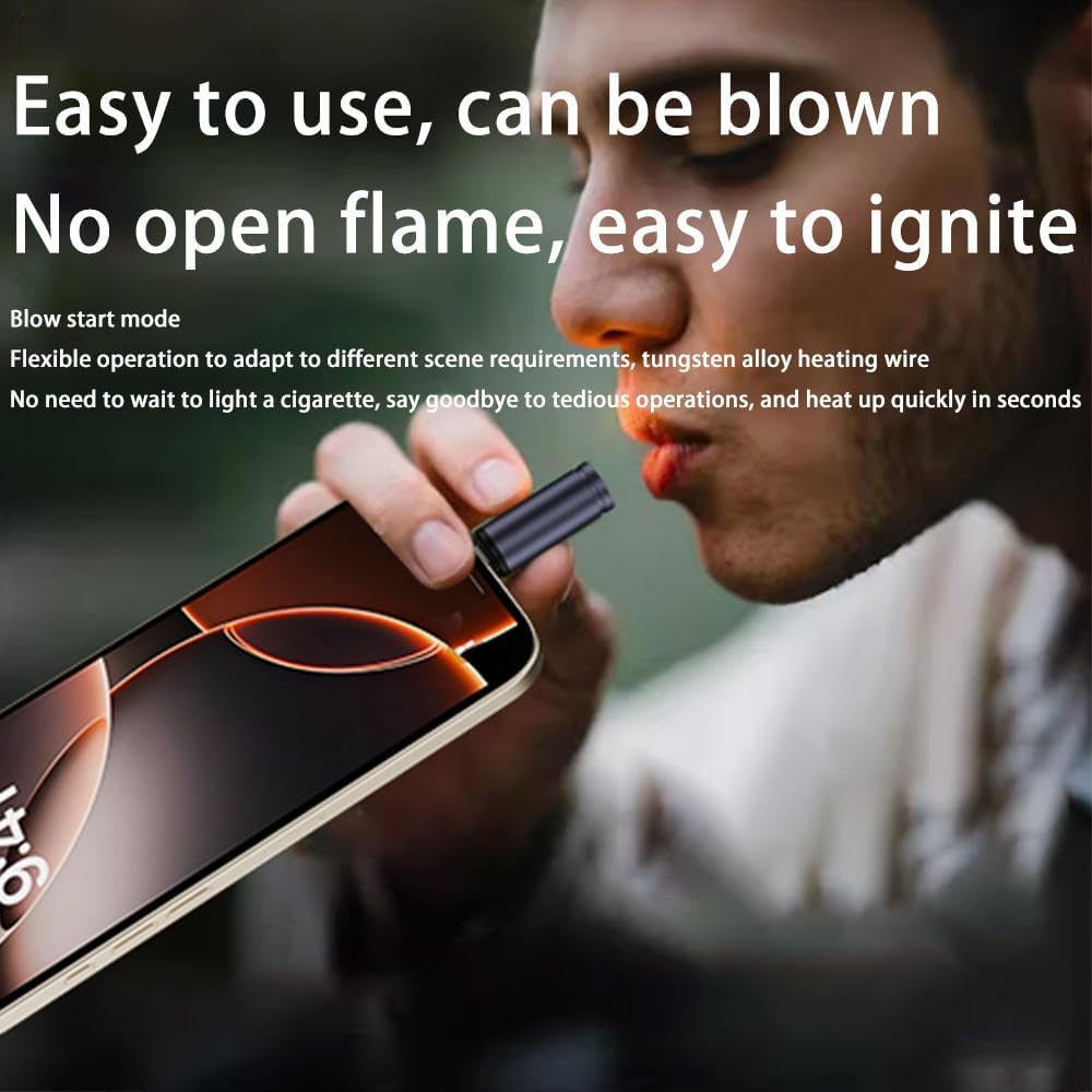 Tobo Electric Lighter, USB C Lighter, Windproof, Flameless, Men's Father Gift, Outdoor Indoor Decoration (Mini Version, Blue-Gray, Stainless Steel, Modern) TD-1481A 2